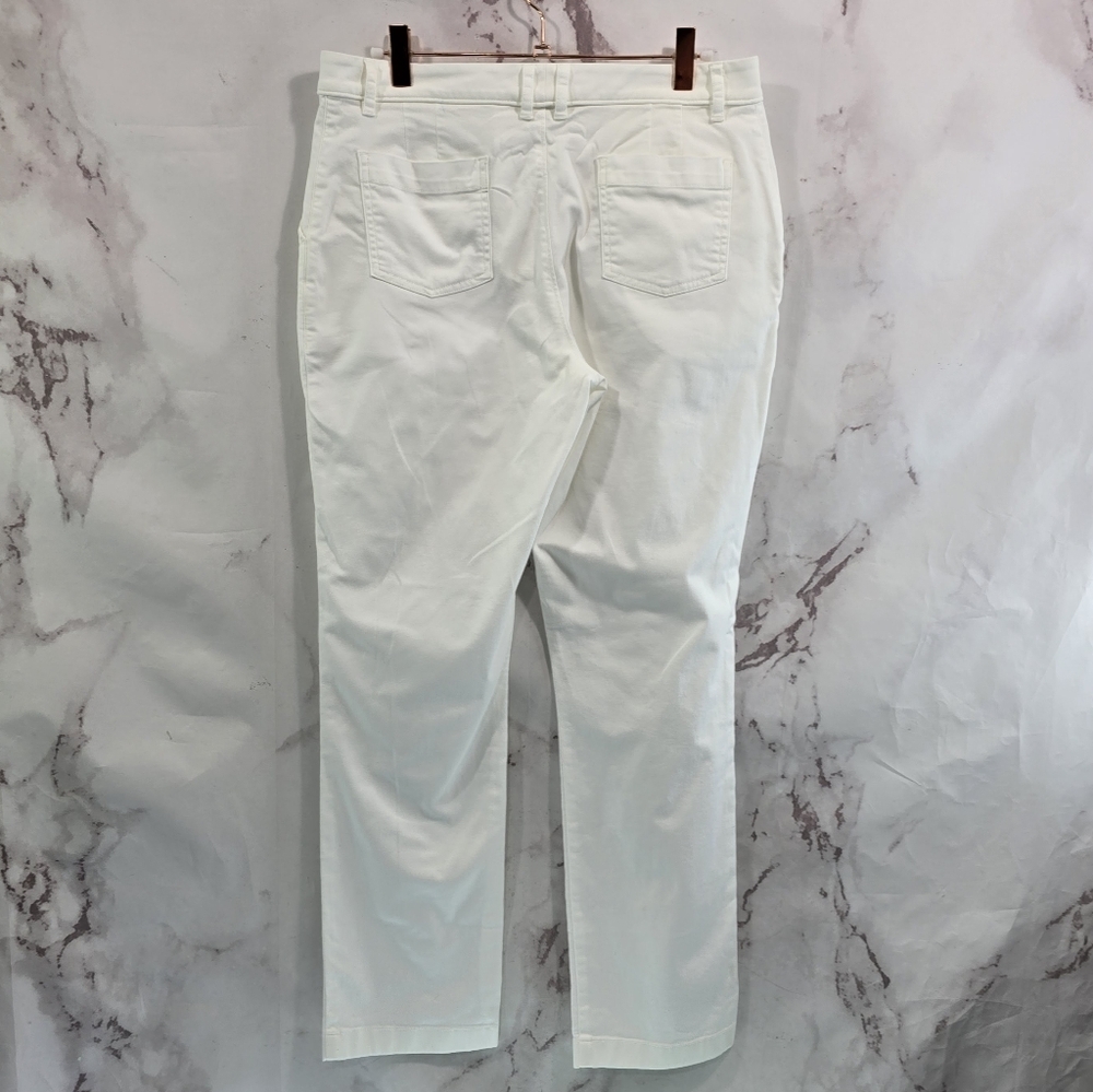 Garnet Hill Pants Women 6 White Chino High Rise Crop Short Pima Ankle